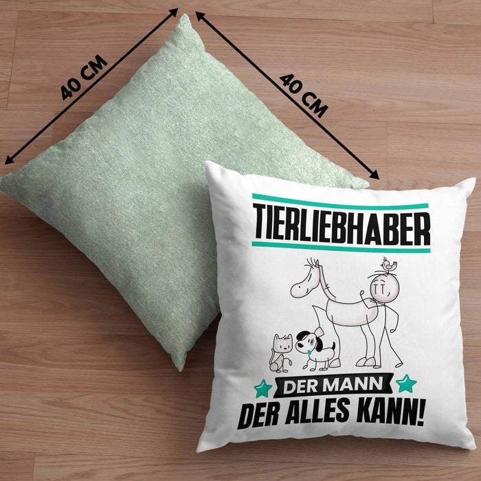 Tierwohlhaber Kissen mit Füllung 40x40 Geschenk für Tierwohlhaber Der Mann Der Alles Kann Geschenkidee zum Geburtstag (Grau) Grün Trendation