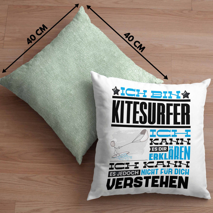 Kitesurfer Geschenk Kaffee-Kissen mit Füllung 40x40 Geschenkidee für Kitesurfer Ich Bin Kitesurfer Ich Kann Es Dir Erklären Jedoch Nicht Für Dich Verstehen Spruch Lustig (Grau) Grün Trendation