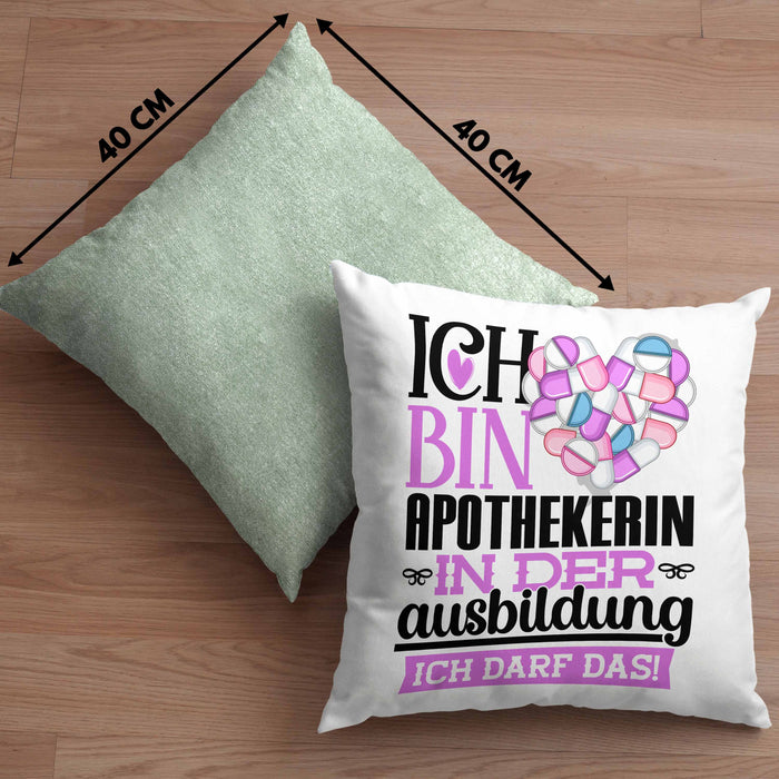Apothekerin Ausbildung Start Geschenk Kissen mit Füllung 40x40 Ich Bin Apothekerin In Der Ausbildung Ich Darf Das Geschenkidee (Grau) Grün Trendation