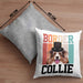 Border Collies Besitzer Kissen mit Füllung 40x40 Geschenk Lustiger Spruch Geschenkidee Retro Vinatge Border Collies (Grau) Grau Trendation