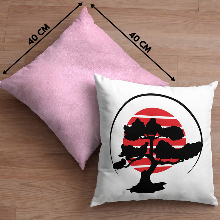 Lustige Bonsai Kissen mit Füllung 40x40 Geschenk für Bonsai-Liebhaber (Grau) Rosa Trendation