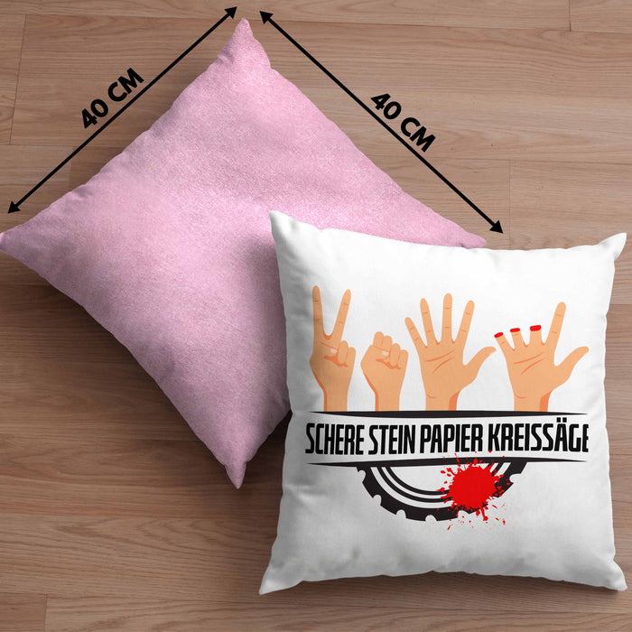 Schere Kreissäge Kissen mit Füllung 40x40 Geschenk Holzarbeiter Geschenkidee Schreiner (Grau) Rosa Trendation