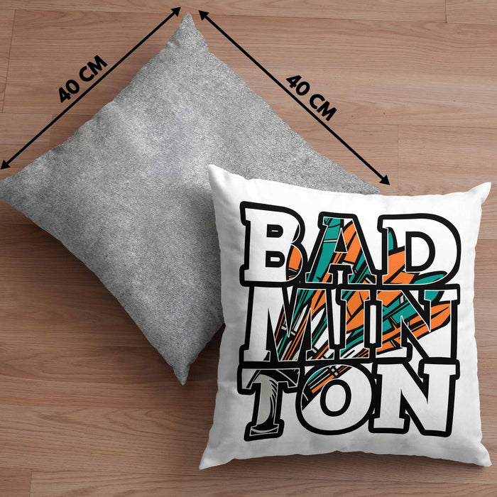 Badminton-Kissen mit Füllung 40x40 Geschenk für Badminton-Spieler Badminton-Trainer (Grau) Grau Trendation