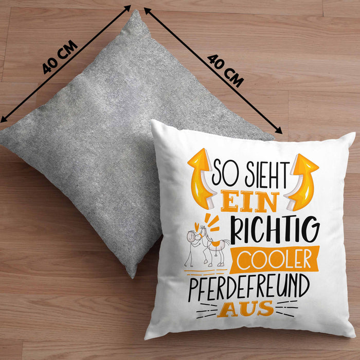 Pferdefreund Kissen mit Füllung 40x40 So Sieht Ein Richtig Cooler Pferdefreund Aus Geschenk Lustiger Spruch Geschenkidee (Grau) Grau Trendation