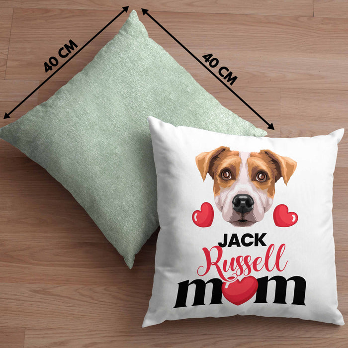 Jack Russell Besitzer Mom Mama Kissen mit Füllung 40x40 Geschenk Lustiger Spruch Geschenkidee Jack Russell Besitzerin (Grau) Grün Trendation