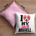 Jack Russell Besitzerin Kissen mit Füllung 40x40 Geschenk Lustiger Spruch Geschenkidee I Love My Jack Russell (Grau) Rosa Trendation