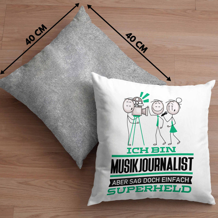 Musikjournalist Geschenk Kissen mit Füllung 40x40 Ich Bin Musikjournalist Aber Sag Doch Einfach Superheld Lustige Geschenkdiee für Musikjournalist (Grau) Grau Trendation