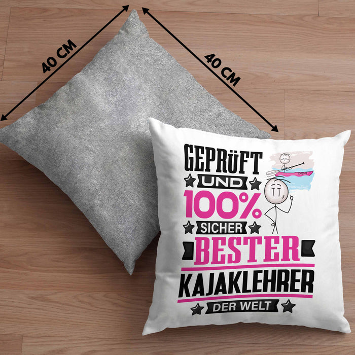 Kajaklehrer Geschenk Lustiger Spruch für Kajaklehrer Geschenkidee Bester Kajaklehrer Der WeltKissen mit Füllung 40x40 (Grau) Grau Trendation