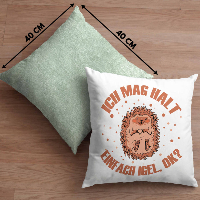 Igel Kissen mit Füllung 40x40 - Tolles Geschenk für Igel-Liebhaber (Grau) Grün Trendation