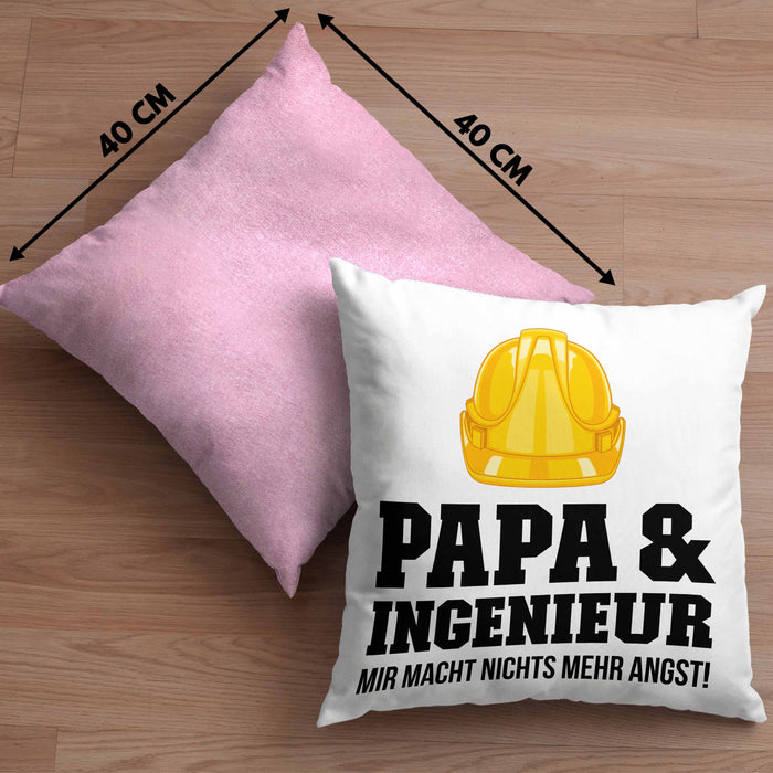 Ingenieur Papa Kissen mit Füllung 40x40 Gadget Geschenk Ingeneur Geschenkidee (Grau) Rosa Trendation