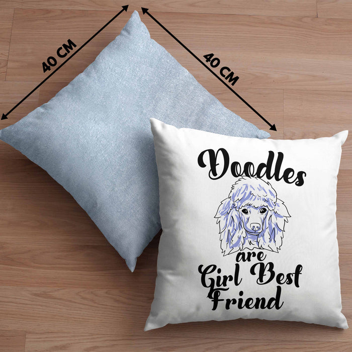 Kissen mit Füllung 40x40 mit süßem Pudel-Hundemotiv Geschenk für Pudel Liebhaber (Grau) Blau Trendation