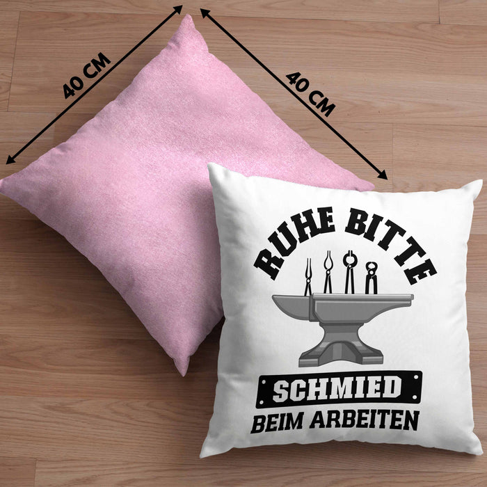 Schmied Geschenke Kissen mit Füllung 40x40 mit Spruch Hufschmied Geschenkidee (Grau) Rosa Trendation
