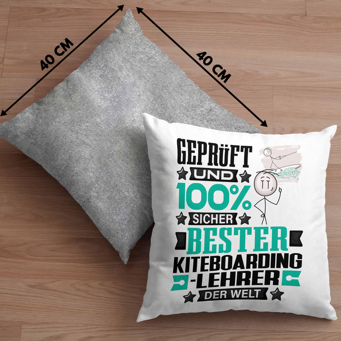 Kiteboarding-Lehrer Geschenk Lustiger Spruch für Kiteboarding-Lehrer Geschenkidee Bester Kiteboarding-Lehrer Der WeltKissen mit Füllung 40x40 (Grau) Grau Trendation