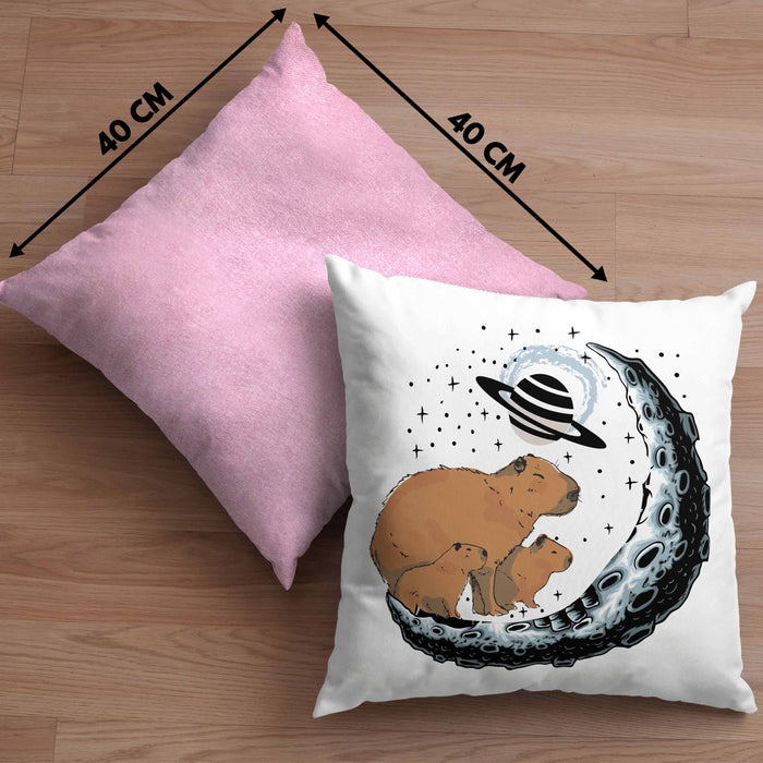 Galaxie Capybara Kissen mit Füllung 40x40 Capybara Tier Geschenk für Capybara Liebhaber (Grau) Rosa Trendation