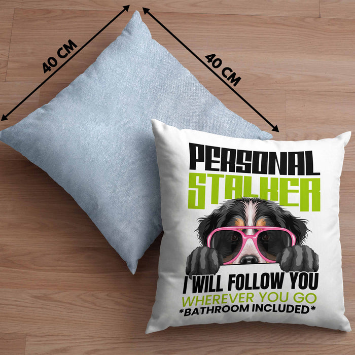 Berner Sennen Besitzerin Kissen mit Füllung 40x40 Geschenk Lustiger Spruch Geschenkidee Personal Stalker (Grau) Blau Trendation
