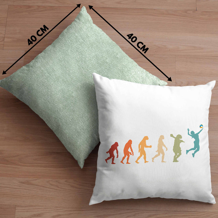 Volleyball Geschenk Kissen mit Füllung 40x40 Evolution Coach Herren Mädchen Kaffee Zubehör Volleyball-Spieler Spielerin (Grau) Grün Trendation
