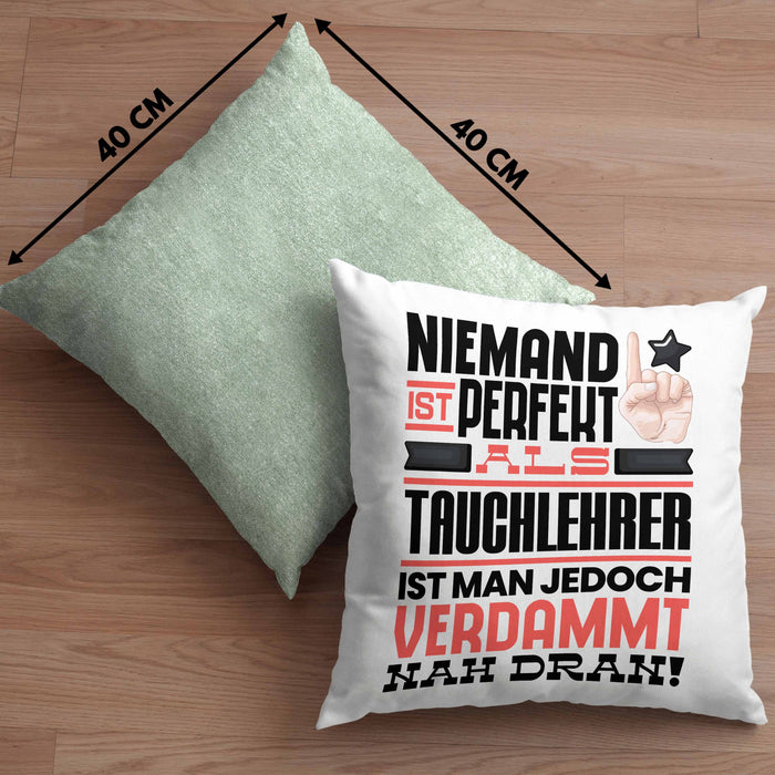 Tauchlehrer Geschenk Kissen mit Füllung 40x40 Lustige Geschenkidee für Tauchlehrer Geburtstag Niemand Ist Perfekt Aber Als Tauchlehrer Ist Man Nah Dran (Grau) Grün Trendation