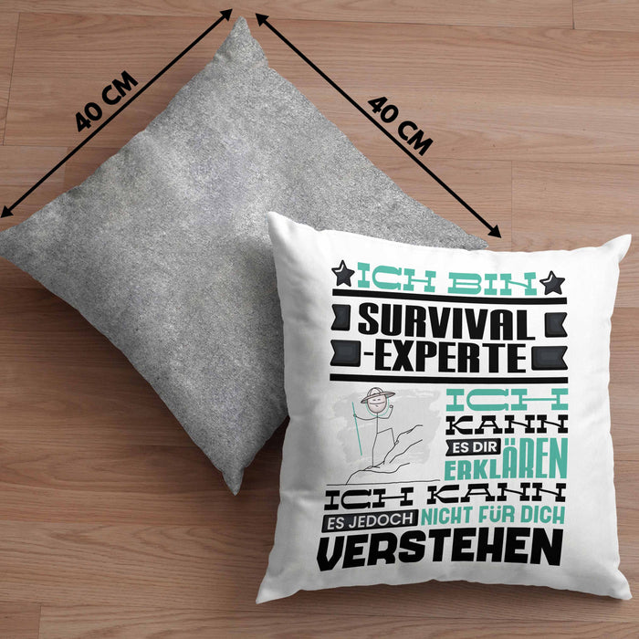 Survival-Experte Geschenk Kaffee-Kissen mit Füllung 40x40 Geschenkidee für Survival-Experte Ich Bin Survival-Experte Ich Kann Es Dir Erklären Jedoch Nicht Für Dich Verstehen Spruch Lustig (Grau) Grau Trendation