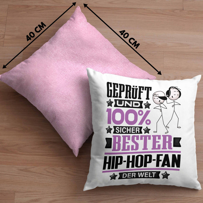 Hip-Hop-Fan Geschenk Lustiger Spruch für Hip-Hop-Fan Geschenkidee Bester Hip-Hop-Fan Der WeltKissen mit Füllung 40x40 (Grau) Rosa Trendation