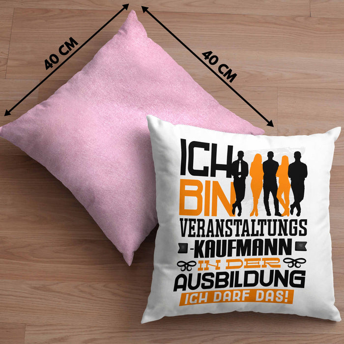 Veranstaltungskaufmann Ausbildung Kissen mit Füllung 40x40 Geschenk Ich Bin Veranstaltungskaufmann In Der Ausbildung Ich Darf Das Geschenkidee Spruch (Grau) Rosa Trendation