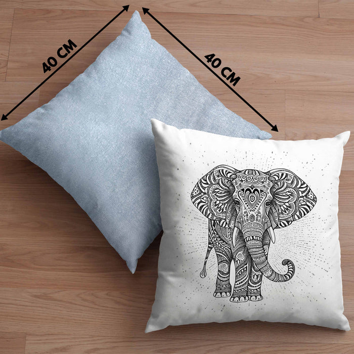 Elefant Kissen mit Füllung 40x40 Geschenk Für Elefanten-Liebhaber Geschenkidee Grafik Mandala (Grau) Blau Trendation