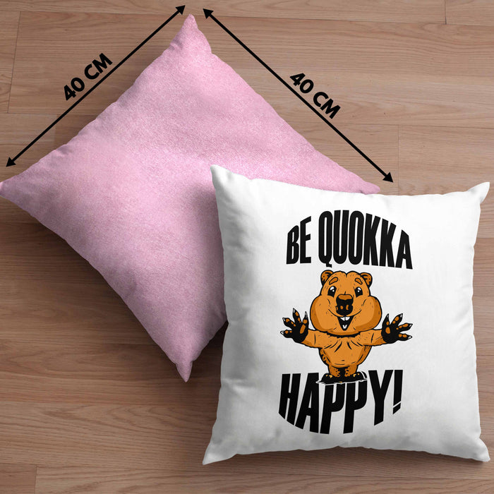 Lustige Kissen mit Füllung 40x40 Quokka-Motiv Geschenk für Quokka Liebhaber Be Quokka Happy (Grau) Rosa Trendation