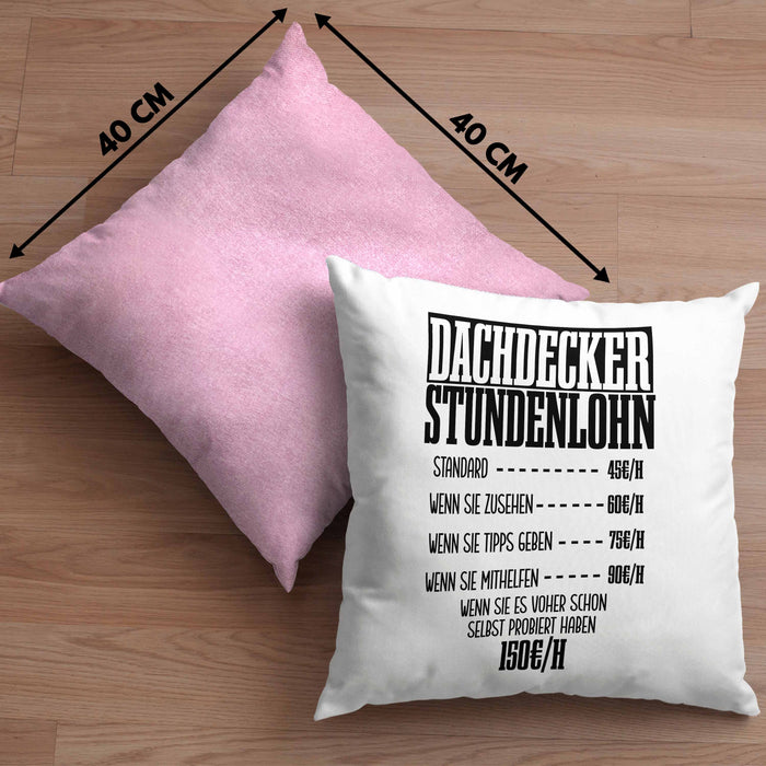Kissen mit Füllung 40x40 Geschenk für Dachdecker Lustiger Spruch Geschenkidee Männer Dachdecker (Grau) Rosa Trendation