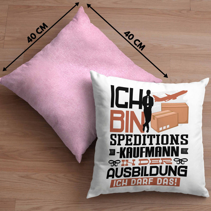 Speditionskaufmann Ausbildung Kissen mit Füllung 40x40 Geschenk Ich Bin Speditionskaufmann In Der Ausbildung Ich Darf Das Geschenkidee Spruch (Grau) Rosa Trendation