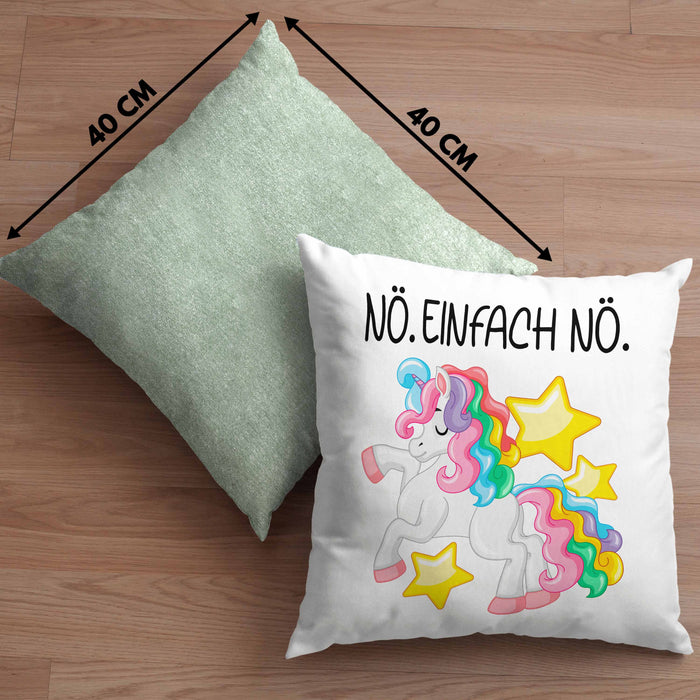 Lustige Nö Einfach Nö Kissen mit Füllung 40x40 Mit Spruch Einhorn Geschenk Mama Freundin Kollegin Geschenkidee Arbeit Frauen (Grau) Grün Trendation