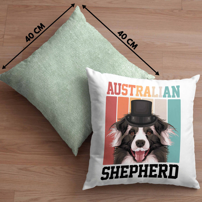 Australian Shepherd Besitzer Kissen mit Füllung 40x40 Geschenk Lustiger Spruch Geschenkidee Retro Vinatge Australian Shepherd (Grau) Grün Trendation