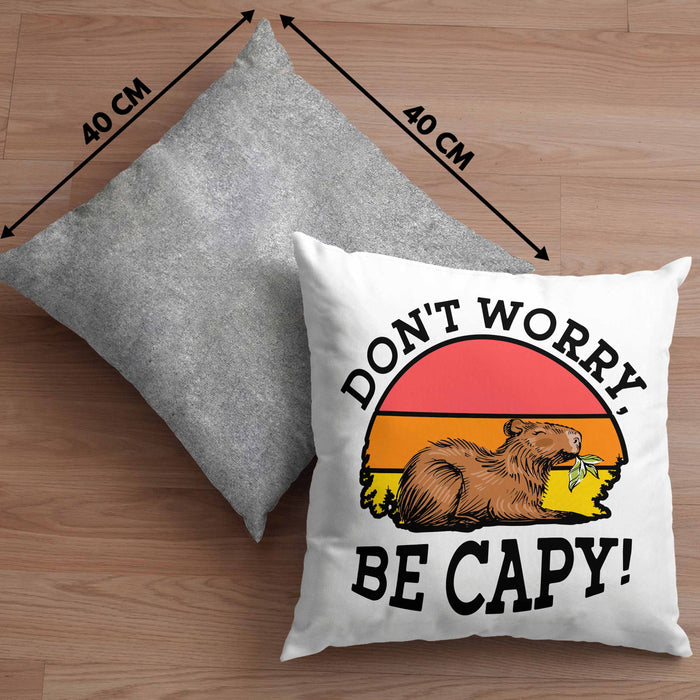 Lustige Kissen mit Füllung 40x40 "Don't Worry Be Cappy" lustiges Geschenk für Capybara-Liebhaber (Grau) Grau Trendation