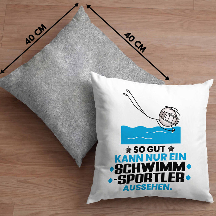 Schwimmsportler Geschenk Kissen mit Füllung 40x40 So Gut Kann Nur Ein Schwimmsportler Aussehen Geschenkidee (Grau) Grau Trendation