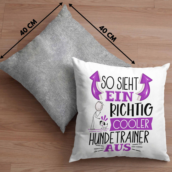 Hundetrainer Kissen mit Füllung 40x40 So Sieht Ein Richtig Cooler Hundetrainer Aus Geschenk Lustiger Spruch Geschenkidee (Grau) Grau Trendation