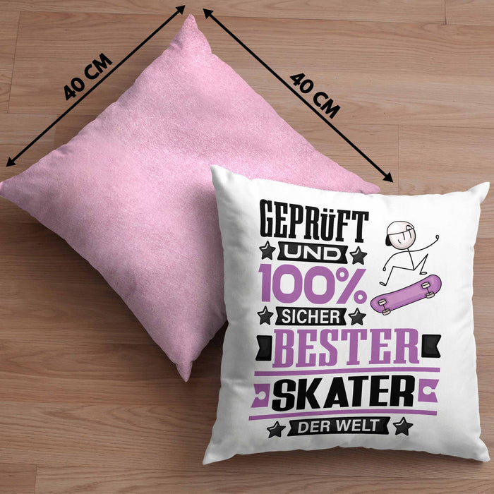 Skater Geschenk Lustiger Spruch für Skater Geschenkidee Bester Skater Der WeltKissen mit Füllung 40x40 (Grau) Rosa Trendation