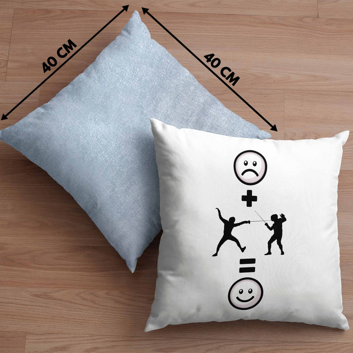 Fechten Kissen mit Füllung 40x40 Geschenk für Fechter :( + fechten = :) Lustige Geschenkidee Geburtstag (Grau) Blau Trendation