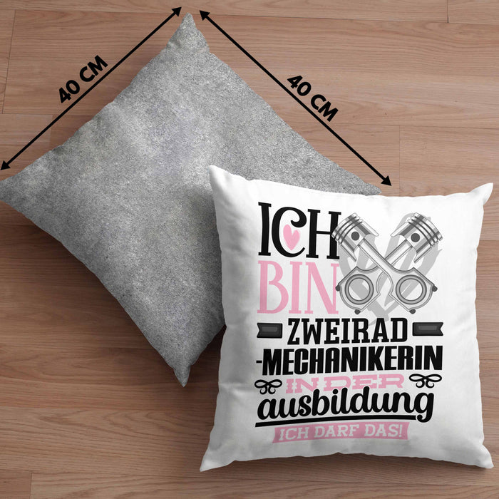 Zweiradmechanikerin Ausbildung Start Geschenk Kissen mit Füllung 40x40 Ich Bin Zweiradmechanikerin In Der Ausbildung Ich Darf Das Geschenkidee (Grau) Grau Trendation