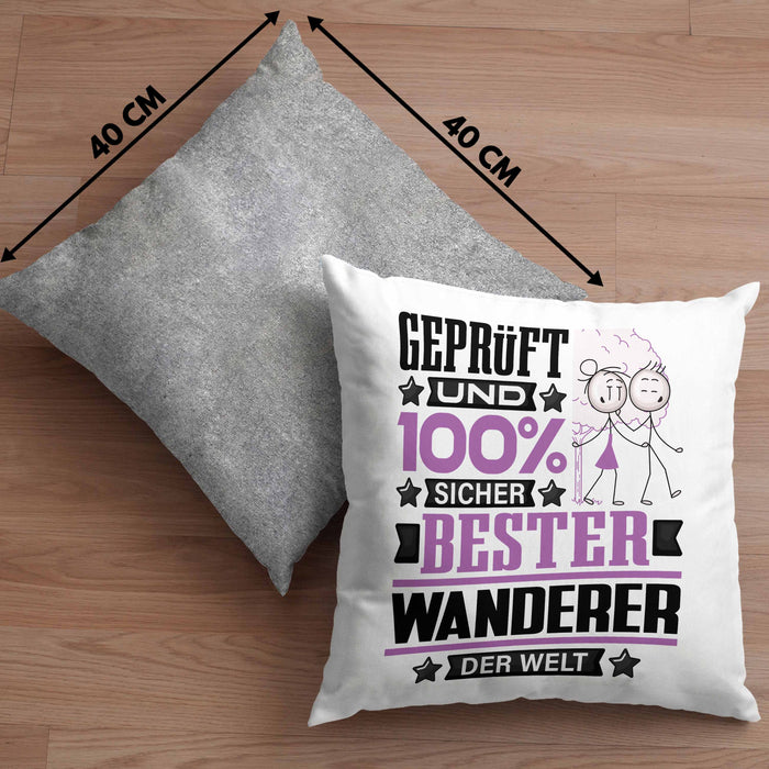 Wandern Geschenk Lustiger Spruch für Wandern Geschenkidee Bester Wandern Der WeltKissen mit Füllung 40x40 (Grau) Grau Trendation