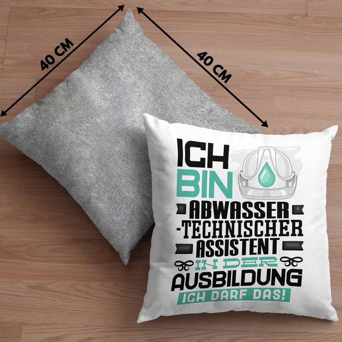 Abwassertechnischer Assistent Ausbildung Kissen mit Füllung 40x40 Geschenk Ich Bin Abwassertechnischer Assistent In Der Ausbildung Ich Darf Das Geschenkidee Spruch (Grau) Grau Trendation