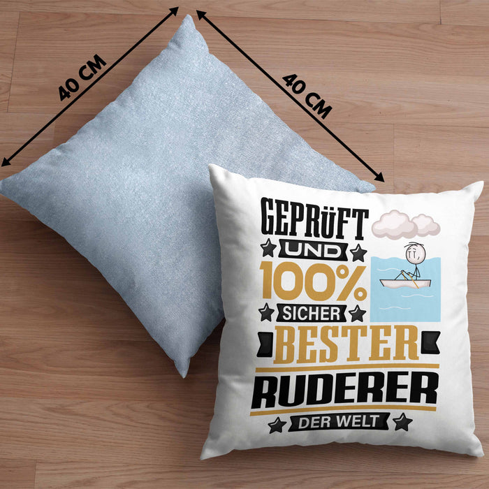 Ruderer Geschenk Lustiger Spruch für Ruderer Geschenkidee Bester Ruderer Der WeltKissen mit Füllung 40x40 (Grau) Blau Trendation