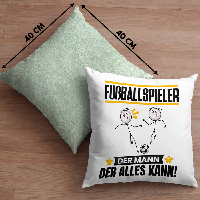 Fußballspieler Kissen mit Füllung 40x40 Geschenk für Fußballspieler Der Mann Der Alles Kann Geschenkidee zum Geburtstag (Grau) Grün Trendation