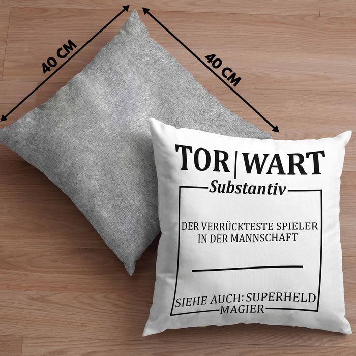 Lustige Torwart Kissen mit Füllung 40x40 Geschenk Torwartin Geschenk (Grau) Grau Trendation