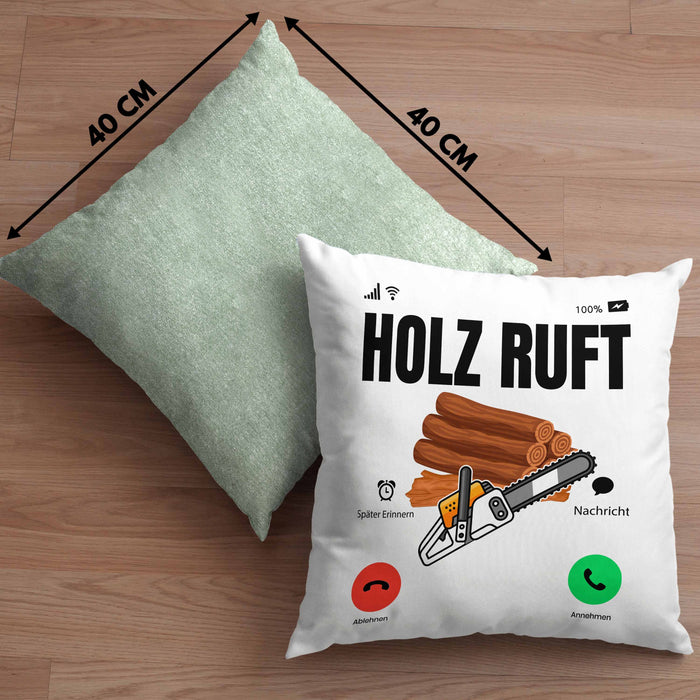 Holzarbeiter Schreiner Tischler Geschenk Kissen mit Füllung 40x40 Holz Ruft An Holzarbeit Waldarbeiter (Grau) Grün Trendation