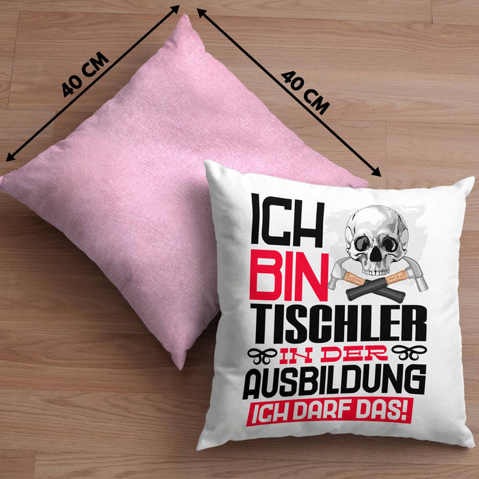 Tischler Ausbildung Kissen mit Füllung 40x40 Geschenk Ich Bin Tischler In Der Ausbildung Ich Darf Das Geschenkidee Spruch (Grau) Rosa Trendation