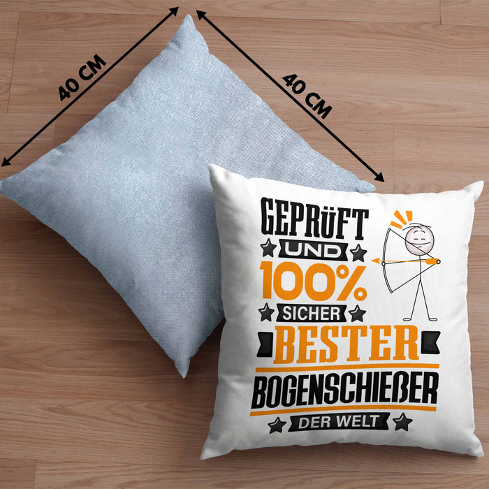 Bogenschießer Geschenk Lustiger Spruch für Bogenschießer Geschenkidee Bester Bogenschießer Der WeltKissen mit Füllung 40x40 (Grau) Blau Trendation