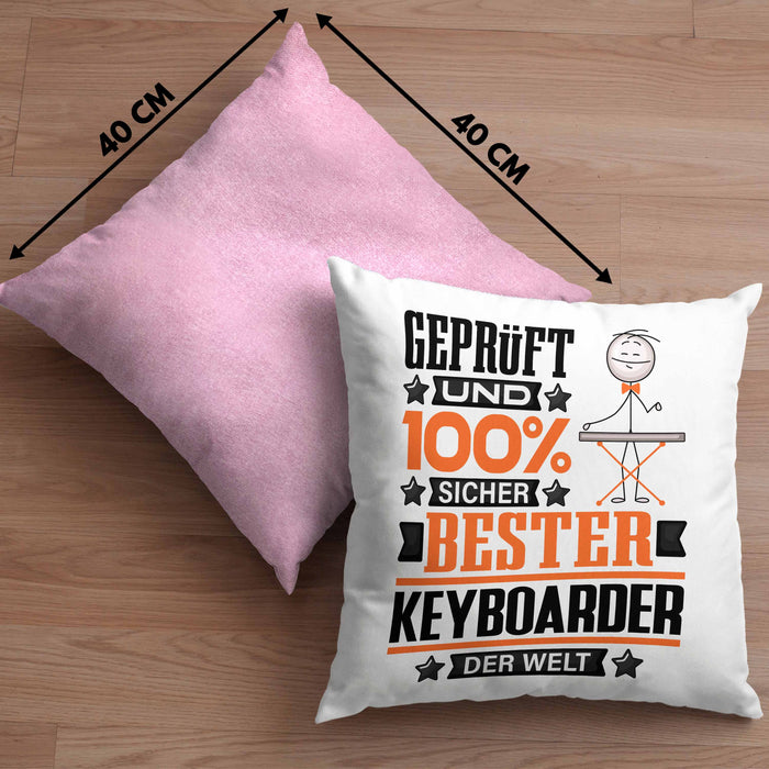 Keyboarder Geschenk Lustiger Spruch für Keyboarder Geschenkidee Bester Keyboarder Der WeltKissen mit Füllung 40x40 (Grau) Rosa Trendation