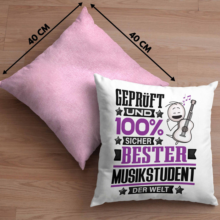 Musikstudent Geschenk Lustiger Spruch für Musikstudent Geschenkidee Bester Musikstudent Der WeltKissen mit Füllung 40x40 (Grau) Rosa Trendation