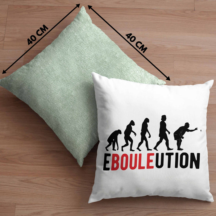 Boule Kissen mit Füllung 40x40 Geschenk Ebouleution Pétanque Boule-Spieler Geschenkidee Spruch (Grau) Grün Trendation