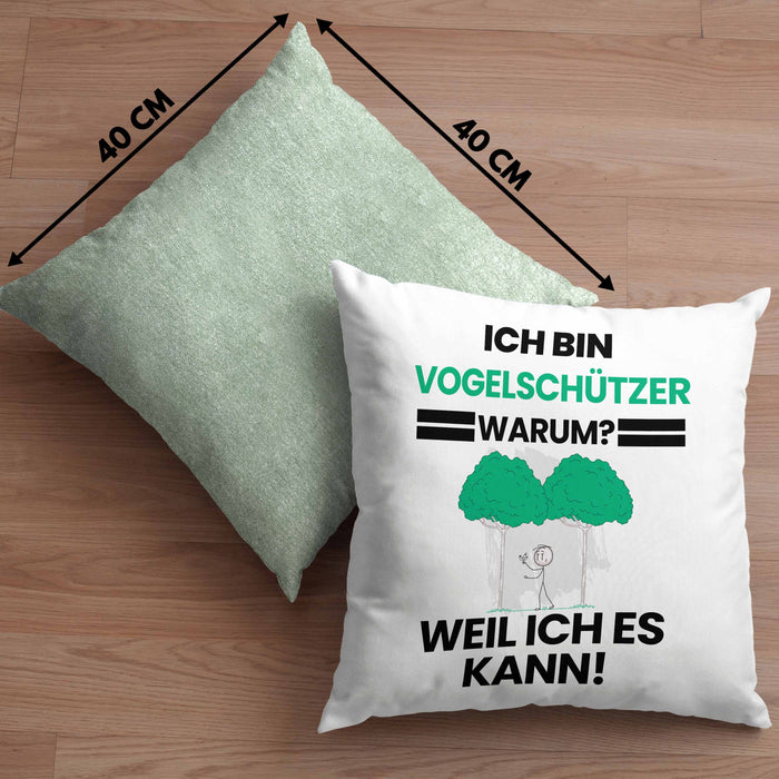 Vogelschützer Geschenk Kissen mit Füllung 40x40 Lustiger Spruch Ich Bin Vogelschützer Warum Weil Ich Es Kann Geschenkidee Bester Vogelschützer Geburtstag (Grau) Grün Trendation