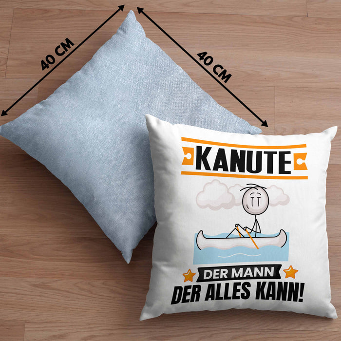 Kanute Kissen mit Füllung 40x40 Geschenk für Kanute Der Mann Der Alles Kann Geschenkidee zum Geburtstag (Grau) Blau Trendation