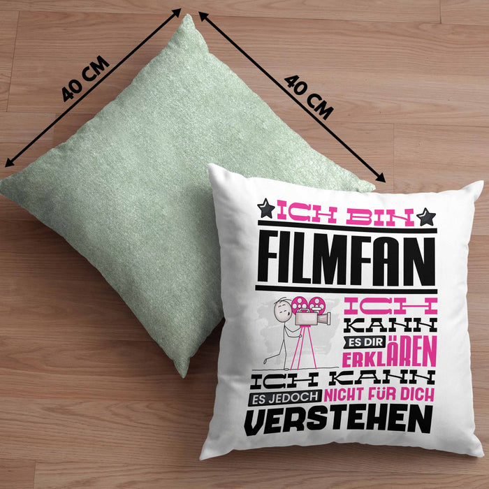 Filmfan Geschenk Kaffee-Kissen mit Füllung 40x40 Geschenkidee für Filmfan Ich Bin Filmfan Ich Kann Es Dir Erklären Jedoch Nicht Für Dich Verstehen Spruch Lustig (Grau) Grün Trendation